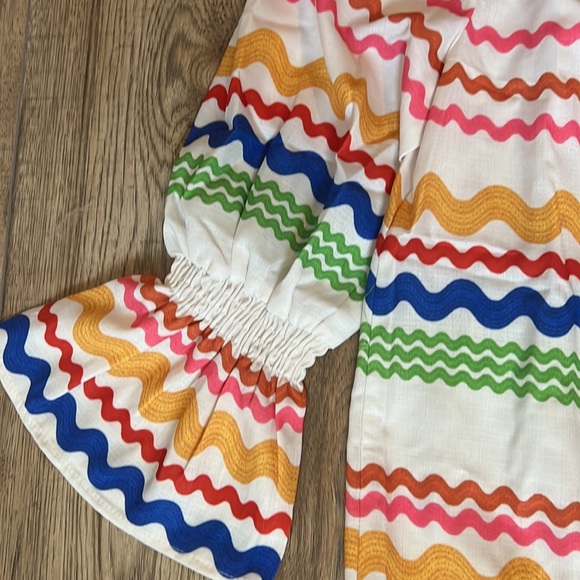 Flying Tomato multi color, ric rac patterned, off the shoulder top. - Picture 4 of 8